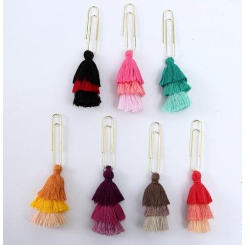 1set Tassel paper clip Gradient pendant bookmark for books clip Golden Message Memo Clips Marker Book mark planner clips Binding