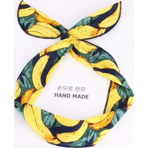 2018 Women Crossed Turban Headband Banana Printed Elastic Hair Bands Wide Top Hairband Lady Knotted Headwear