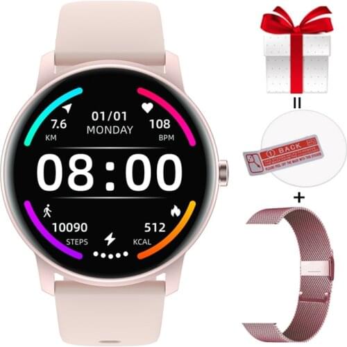 Womens Watches KW77 1.28inch Full Touch Screen Waterproof IP68 Blood Pressure Custom Dials Call Whatsapp Reminder Smartwatch
