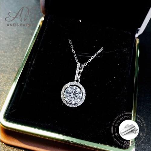Aneis Bagues Silver 925 Jewelry 1 CT Real Moissanite Diamonds Gemstone Engagement Pendant Necklace With Chain Fine Jewelry