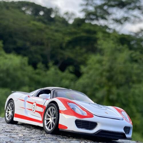 1:32 Porsche Martini Alloy Racing Car Model Diecast Metal Toy Vehicles Car Model Collection Sound Light Simulation Children Gift