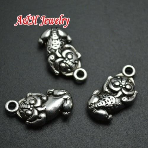 10x18mm Ancient Silver Color Chinese Pixiu Alloy Charms For Bracelet Necklace Making Materials 20pc/lot