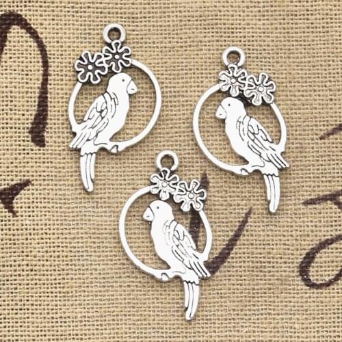 20pcs Charms Bird Parrot Birdcage 14x28mm Antique Silver Color Plated Pendants Making DIY Handmade Tibetan Silver Color Jewelry