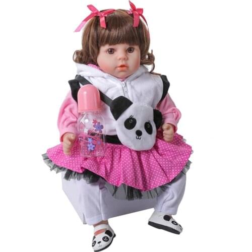 51CM Realistic Reborn Doll Toy For Girl 20Inch Newborn Lifelike Handmade Soft Body Toy Weighted Reborn Baby Girl With Panda Gift