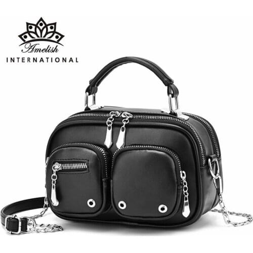 AMELISH 2021 Fashion Shoulder Bags for Women High Quality Solid Color Leather Messenger Handbags Ladies Purses Designer Totes