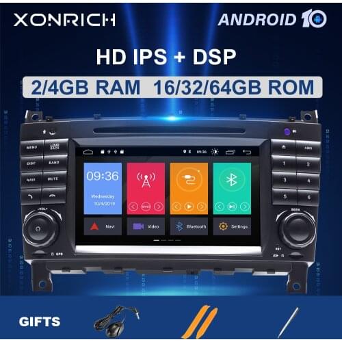 2Din Android 10 Car DVD Multimedia Navigation Radio For Mercedes/Benz W203 W209 W219 A-Class A160 C-Class C200 CLK200 GPS Stereo