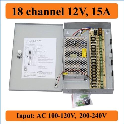 18 Port DC12V 15A CCTV Camera Power Box Security Video Cameras wall-hanging Boxs switching Power supply IP camera 18CH channel