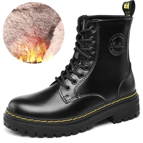 Military Tactical Ankle Boots Men Outdoor Motorcycle Boots PU Leather Casual Winter Man Boots Size 36-45 Men Shoe Black Sneakers