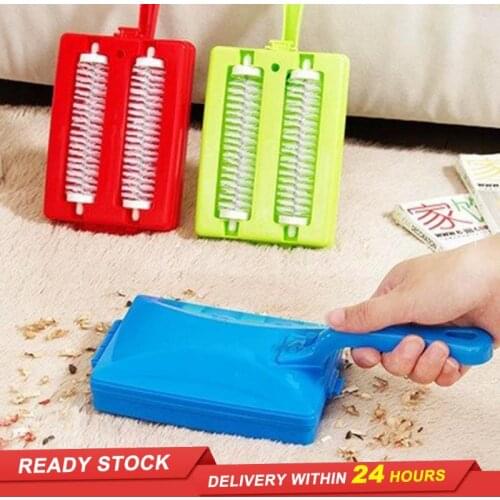 Household double-roller type dusting brush, carpet cleaning vacuuming brush, clothing dusting and removing brush