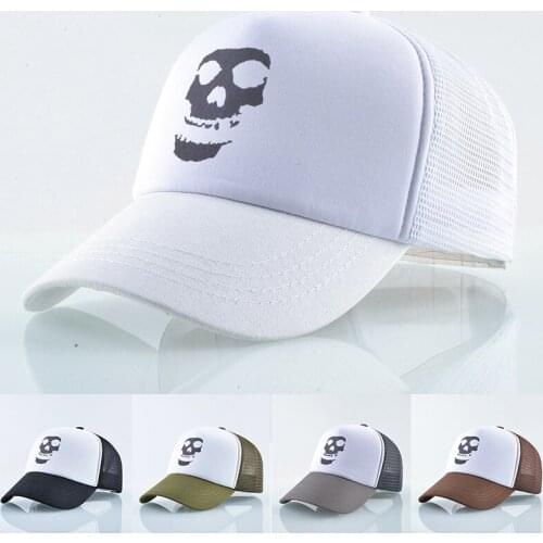 Couple Skull Pattern Summer Outdoor Travel Mash Casual Sunhat Unisex Adjustable Baseball Cap Adult Breathe Cotton Sports Hat