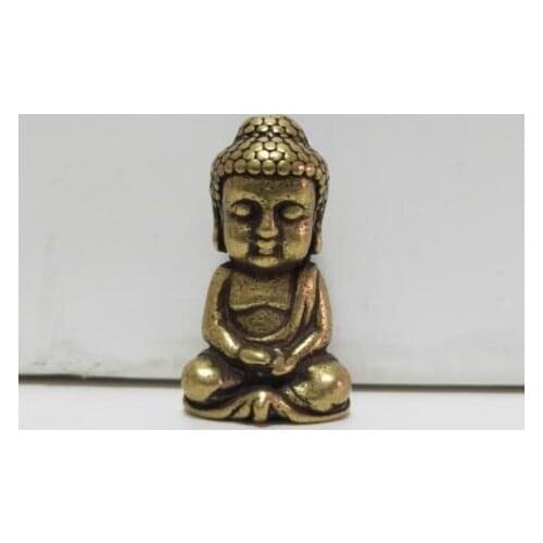 Chinese Hand Carved Buddhism Brass Buddha Big Head Little Novice Monk Statue