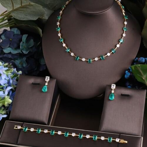 Janekelly 2pcs Bridal Zirconia Full Jewelry Sets For Women Party, Luxury Dubai Nigeria CZ Crystal Wedding Jewelry Sets