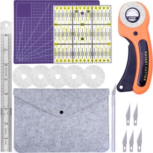 LMDZ Rotary Cutter Set Blades Fabric Circular Quilting Patchwork Cutting Mat Patchwork Ruler Leather Cutter Blade Sewing Tool