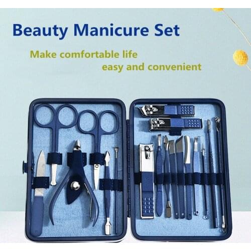 18 in 1 Manicure Set Professional Nail foot Clippers Scissors Kit Pedicure Care Tools Stainless Steel Grooming Kit
