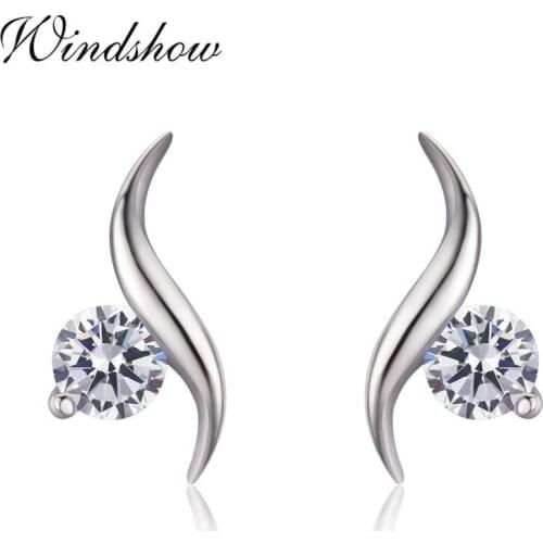 Cute Small 925 Sterling Silver S Shape Set CZ Mini Wave Stud Earrings For Women Girls Kids Jewelry Orecchini Aros Aretes Gift