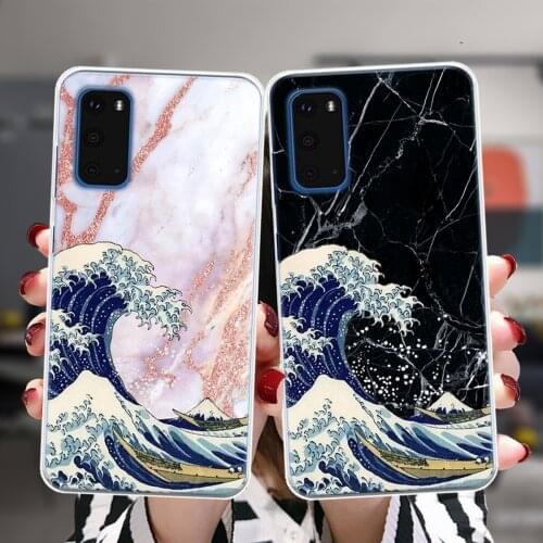 The Great Wave Off Kanagawa Marble Case For Samsung S21 S20 FE S10 Plus NOTE 20 Ultra M02 F62 M62 M21 M30S M31 M31S M51 Cover