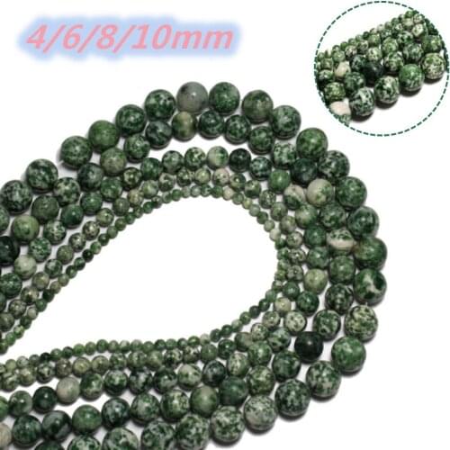 Round Green Dot Emerald Loose Spacer Beads for Jewelry Making Bracelets
