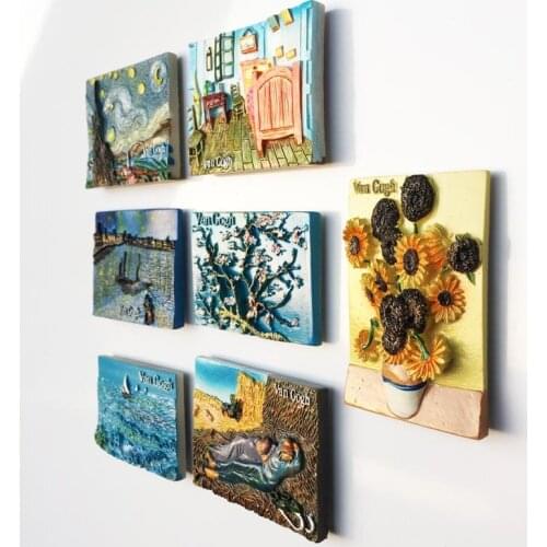 Netherlands Van Gogh 3D Painting Magnetic Refrigerator Sticker Magnet Collection Gift Fridge Magnets