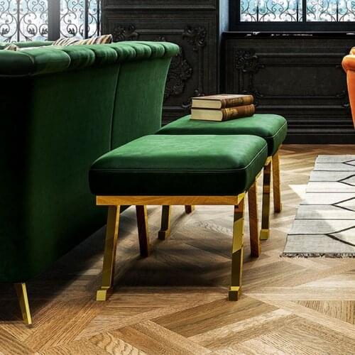 Modern stainless steel metal pedal designer furniture velvet fabric customizable low stool