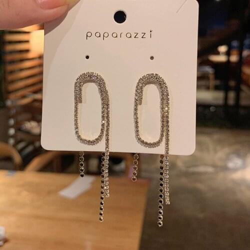 Origin Summer Temperament Rhinestone Geometrical Dangle Earring for Women Gold Color Metallic Earring Jewellery Pendientes