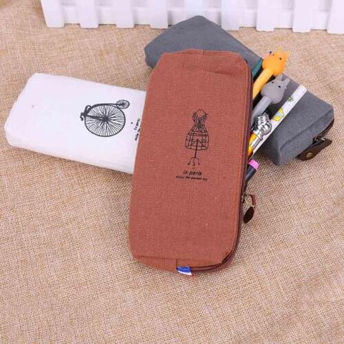 1PC Pencil Bag Retro Towers Linen Paris Style Pencil Cases Stationery Material for Students Office Supplies