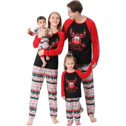 Xmas Clothes Adult Kids Pajamas Set Baby Romper Sleepwear Homewear Christmas Deer Family Matching Clothes Family Pajamas Sets