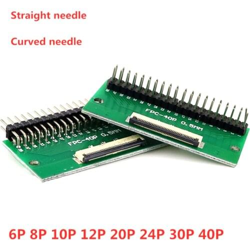1PCS FPC/FFC adapter board 0.5mm Pitch connector To Double row straight needle Curved needle Socket 6P 8P 10P 12/20/24/30P 40P
