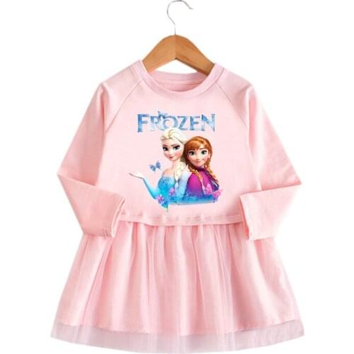 Girl Dress Summer Kids Clothes Princess Frozen Anna Elsa Print Dresses Cosplay Costume Party Birthday Children Clothing