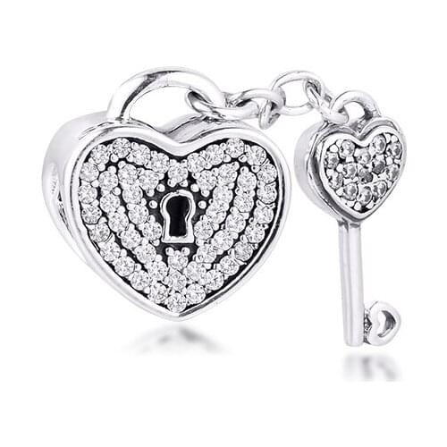 Fits Pandora Bracelet Authentic 925 Sterling Silver Lock of Love Charm Metal Beads for Jewelry Making Party Gifts for Women
