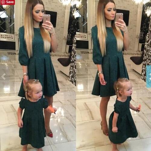 Mother Daughter Matching Clothes High Waist Women Girls Party Dress Half Sleeve Dresses Family Matching Clothes Family Outfits