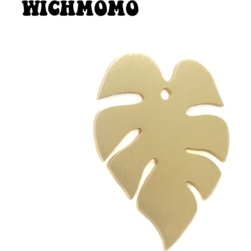 2019 New 2pieces/bag 50mm Gold Aluminium Alloy Wire Drawing Big Leaves Charms Pendant for DIY Necklace Earring Accessories