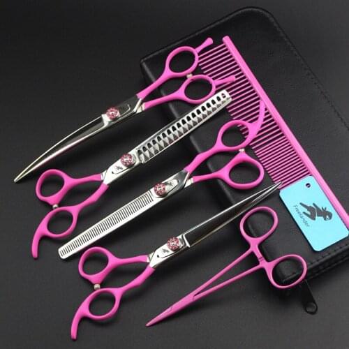 Professional animal hairdressing Scissors Pet grooming scissors 7 inch Straight scissors&Thinning scissors& Curved scissors kits