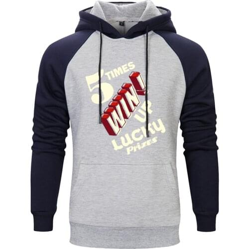 5 Times Win Up Luck Raglan Hooded Mens Streetwear Standard Clothing Fashion Casual Pullovers Loose Fit New Arrival Tracksuits