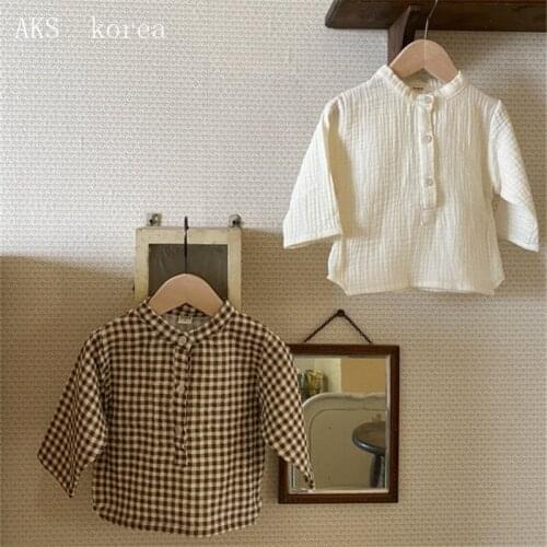 Shirts Full Sleeve Turtleneck Solid Regular Cotton Casual Korean New Fashion Spring Autumn Unisex Children Fit for Kids