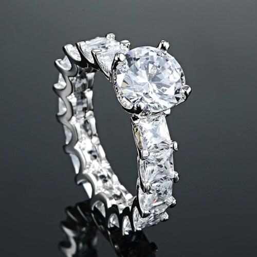 Perfect White Austrian Crystal Ring Women Best Wedding Ring Jewelry Beautiful Bridal Anel Rhodium Plated Zircon Rings Aneis