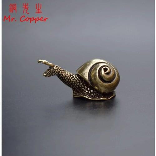 Solid Copper Snail Figurines Miniatures Table Tea Pet Ornament Home Decorations Crafts Accessories Vintage Brass Animal Statue
