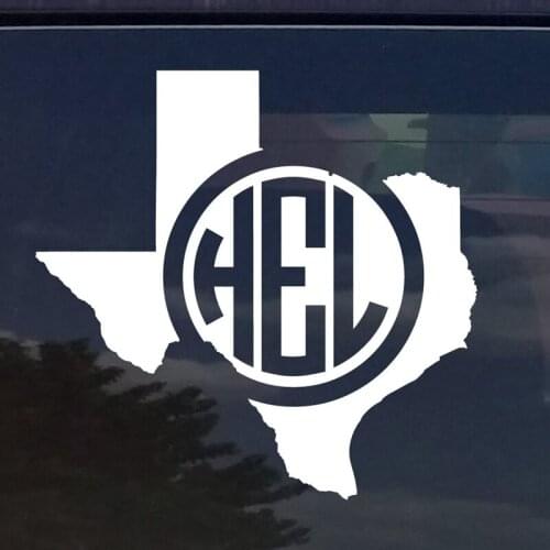 TEXAS CUSTOM CIRCLE MONOGRAM INIT Sigil vinyl HBO logo 5" die cut vinyl Sticker decal for window car truck laptop noteBook White