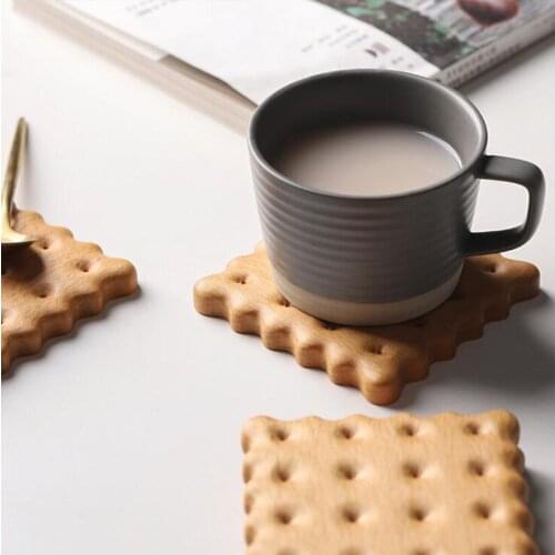 Creative Biscuit Shape Table Pad Wooden Insulation Placemat Cup Bowl Mat Home Decor Durable Cookies Pattern Coaster Kitchen Tool
