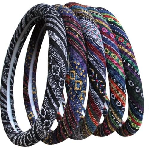 Universal Car Steering Wheel Cover Wrap Flax Fit For 37- 38 CM 14.5"-15" M Size Braid on Steering-Wheel Cape Breathable Non-slip