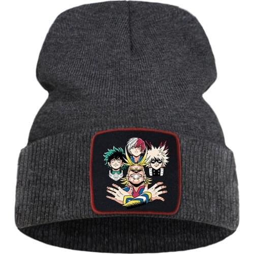 My Hero Academia Japan Anime Knitted Hat Solid Color Winter Caps Casual Outdoor Beanie Cap Harajuku Warm Cotton Bonnet Hats