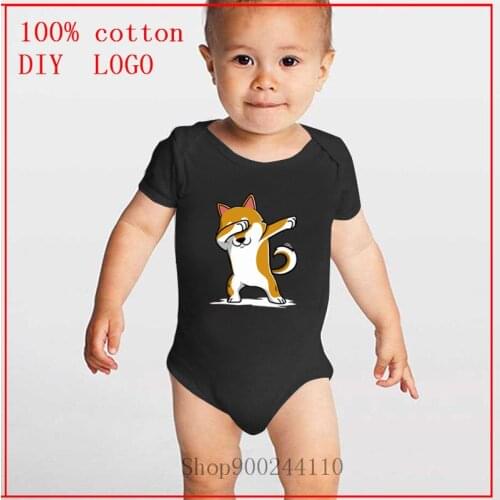 Dabbing Shiba Inu printed Bodysuits Baby Summer Newborn Cotton Jumpsuit Funny Infant Boy Girl Kid cartoon Print Playsuit Clothes