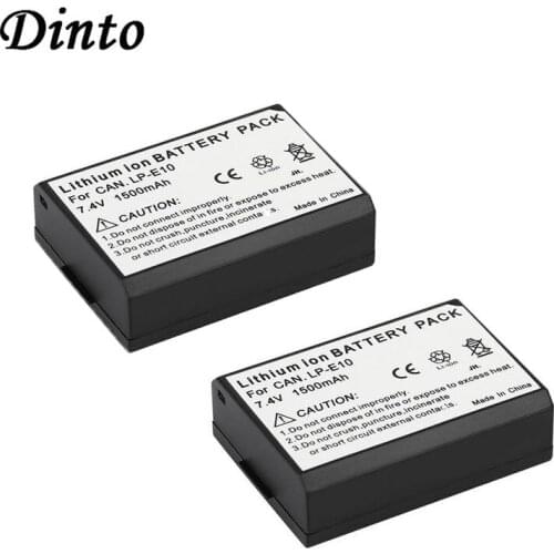 Dinto 2pcs LP-E10 LPE10 LP E10 1500mAh 7.4V Replacement Digital Camera Battery for Canon EOS 1100D 1200D 1300D KISS X50 T3 T6