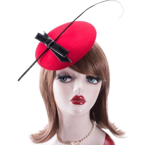Fascinator for Women Winter Felt Wool Leather Bow Cocktail Party Wedding Hats Headpiece Dress Hat Hair Accessories A144