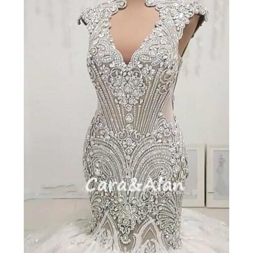 Royal Arabic Dubai Wedding Dresses For Women Crystal Rhinestone Zipper Back Appliques Cap Sleeves Bridal Gowns платье 2021