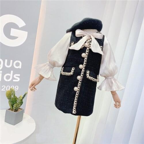 Baby Girls winter Dress shirt+Plaid suspender skirt Infant Toddler Girl Pullover Child Clothes Undershirts For spring Dresses