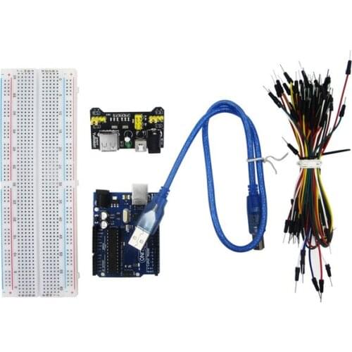 1set Starter Kit UNO R3 830 Points Breadboard MB-102 65 Flexible Jumper Wires USB Cable +powe supply module