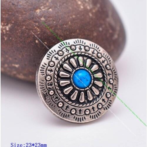10pcs 30mm Silver Indian Flower Turquoise Sewing Shank Button Concho For Leathercraft Leather Bag Wallet Clothes Apparel Closure
