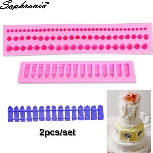 10PCS/SET Fences Pearl Shape Silicone Mold Fondant Chocolate Cake Decorating Baking Moulds for Sugarcraft Cupcake 2pcs/lot