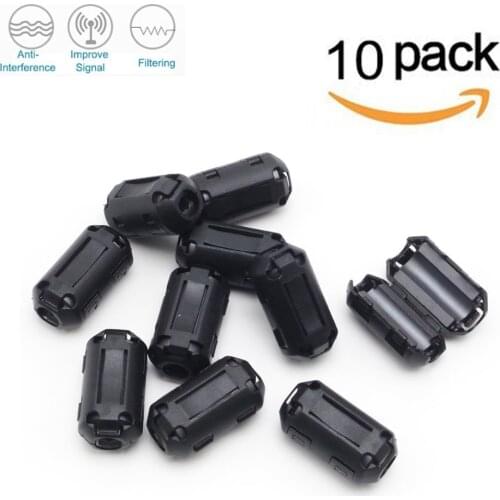 10pcs Clip-on Ferrite Core Ring Bead Anti-interference High-frequency Filter RFI EMI Noise Suppressor Cable Clip (5mm diameter)