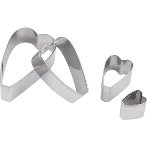 4 Pcs Stainless Steel Hearts Cake Mold Process Decorative Flower Sugar Tool new arrival Worldwide Store